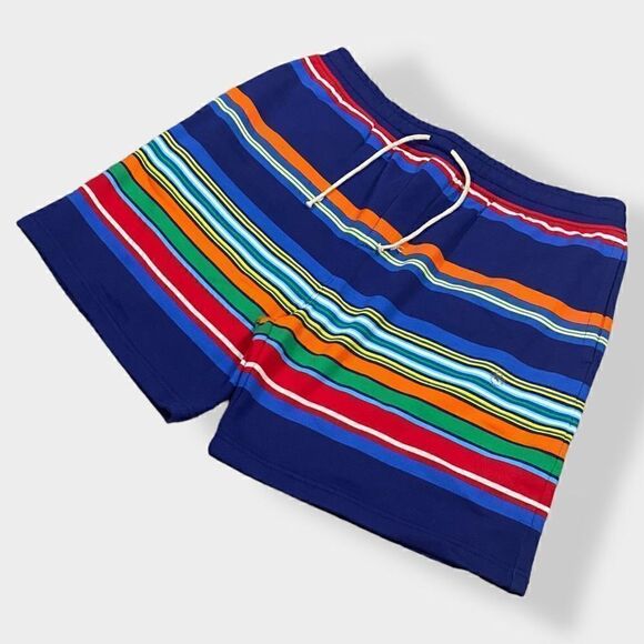 Polo Ralph Lauren Voyager Mens Blue Multi Stripe Fleece Lined Shorts size XXL - Picture 2 of 10